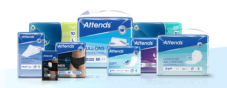 Attends Finn produkt produktveileder sortiment Men Discreet Pull-Ons Soft Buksebleier Innlegg Lady Nightpad Nattbind Overflatebeskyttelse Absorberende Beltebleie Flex Contours Fiksering Dråpesamler Svart undertøy